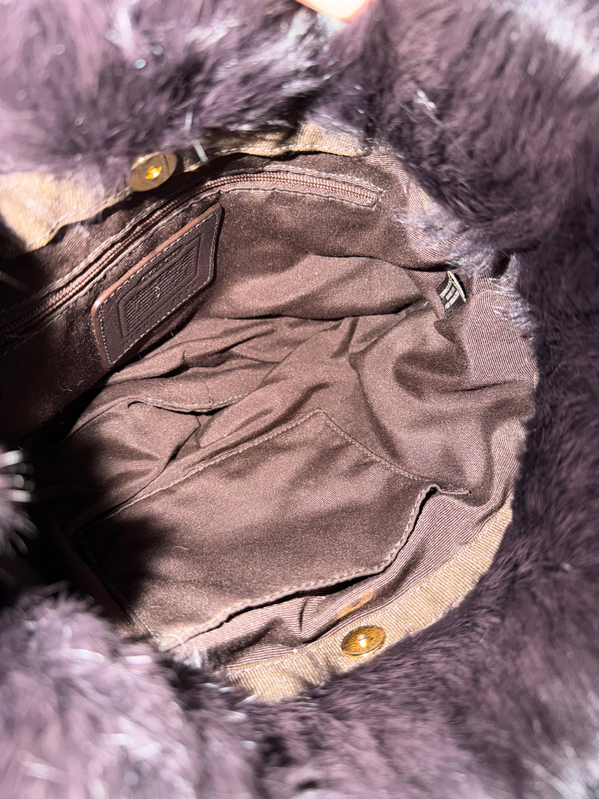 Coach Soho Ski Hobo Brown Rabbit Fur