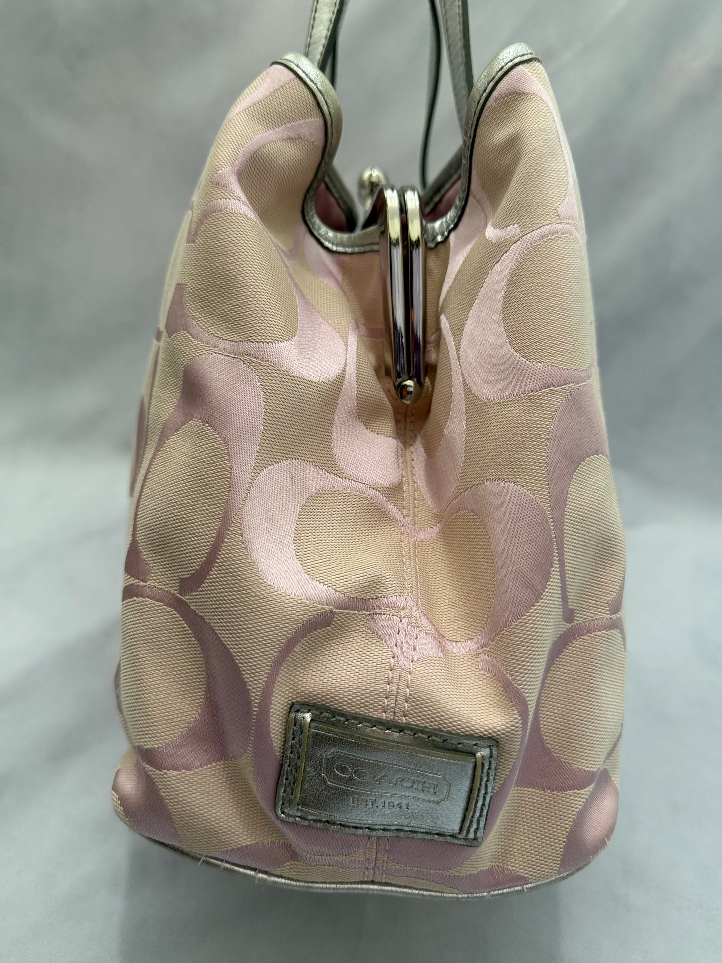 Coach Stripe Frame Kisslock Carryall