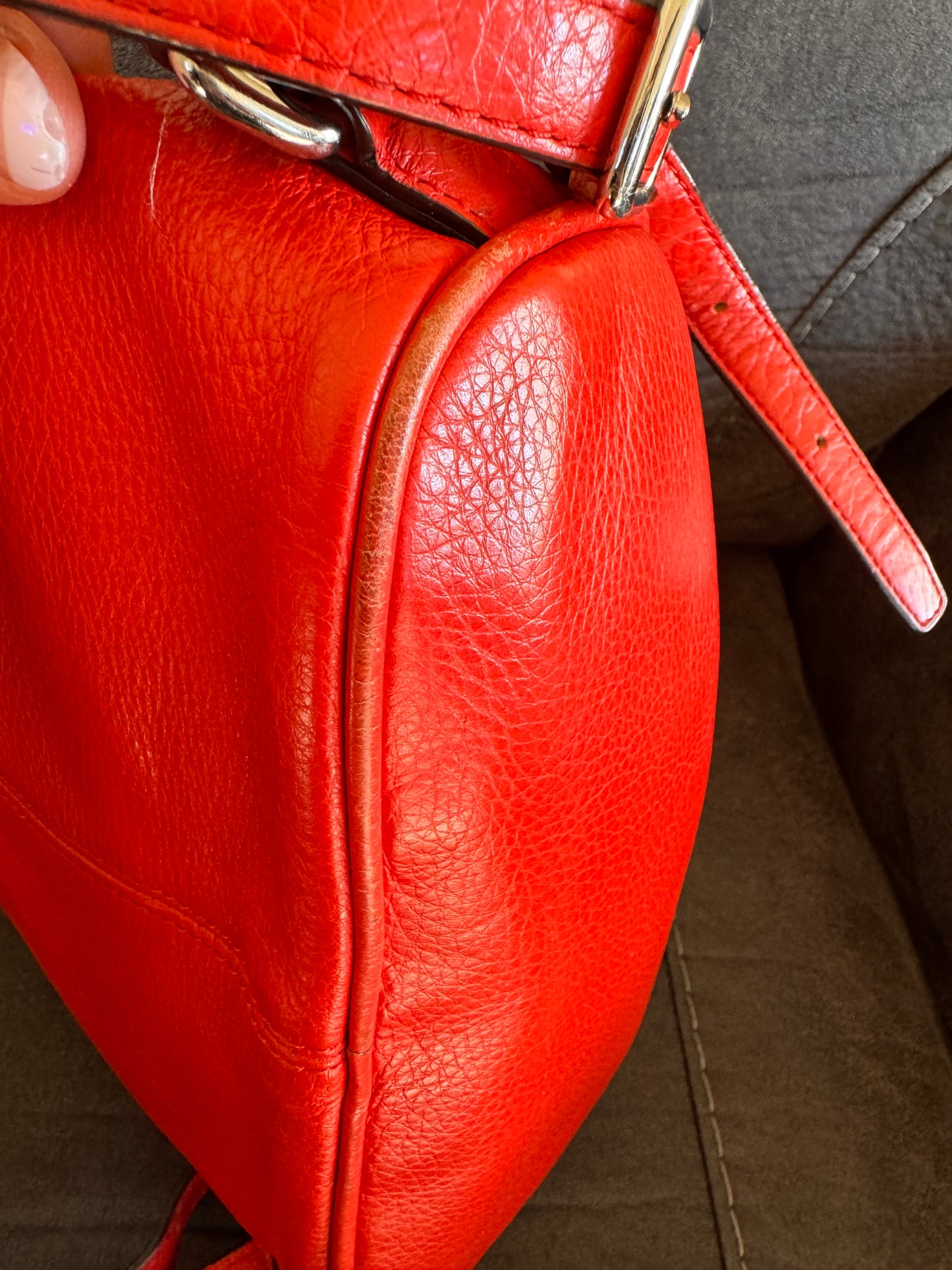 Coach Park Pebbled Red Leather Backpack