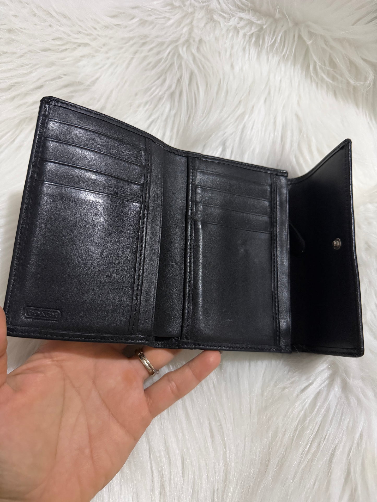 Coach Signature Jacquard Tri-Fold Wallet