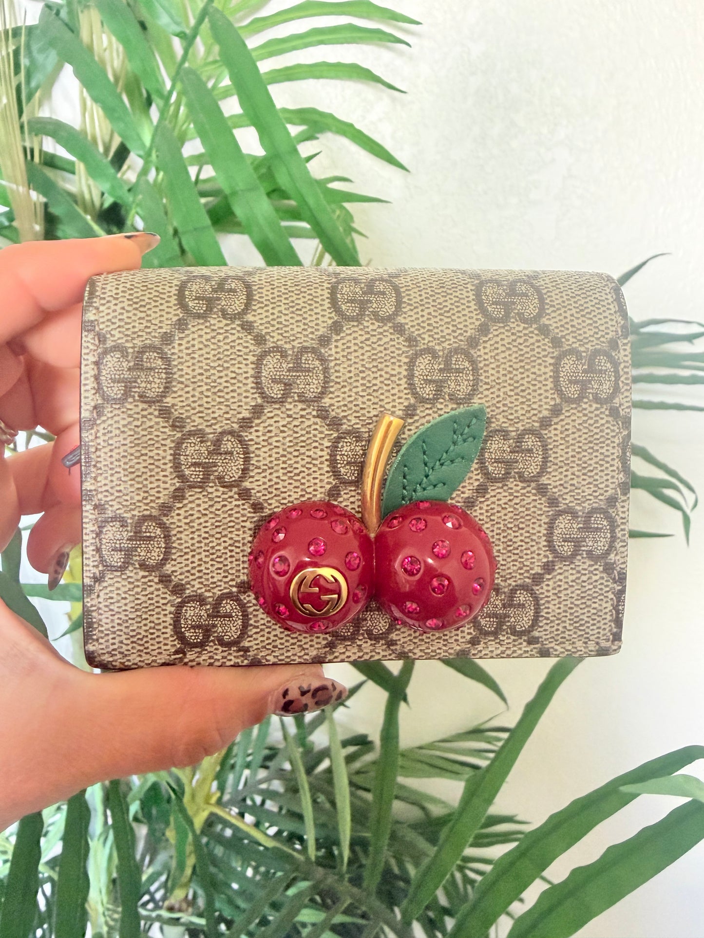Gucci GG Crystal Cherry Wallet
