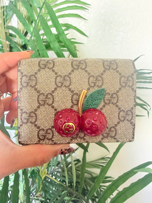 Gucci GG Crystal Cherry Wallet