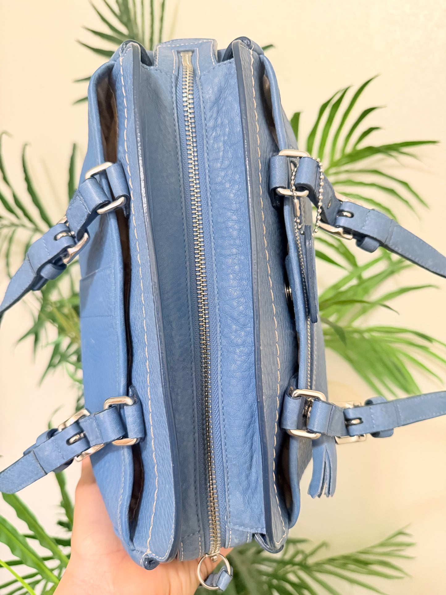 Coach Hampton satchel Blue Leather
