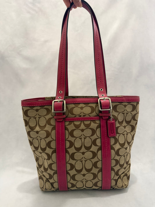 Coach Tote Beige/Fucsia