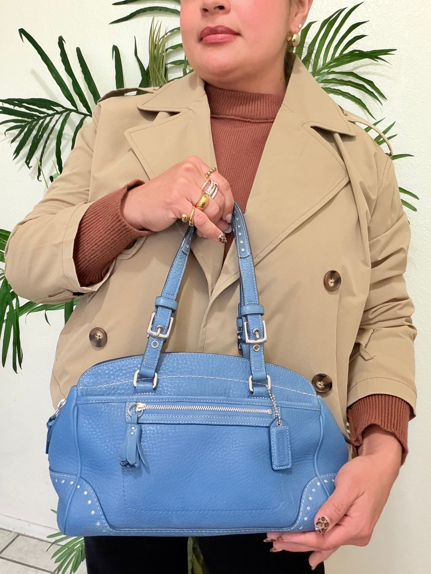 Coach Hampton satchel Blue Leather