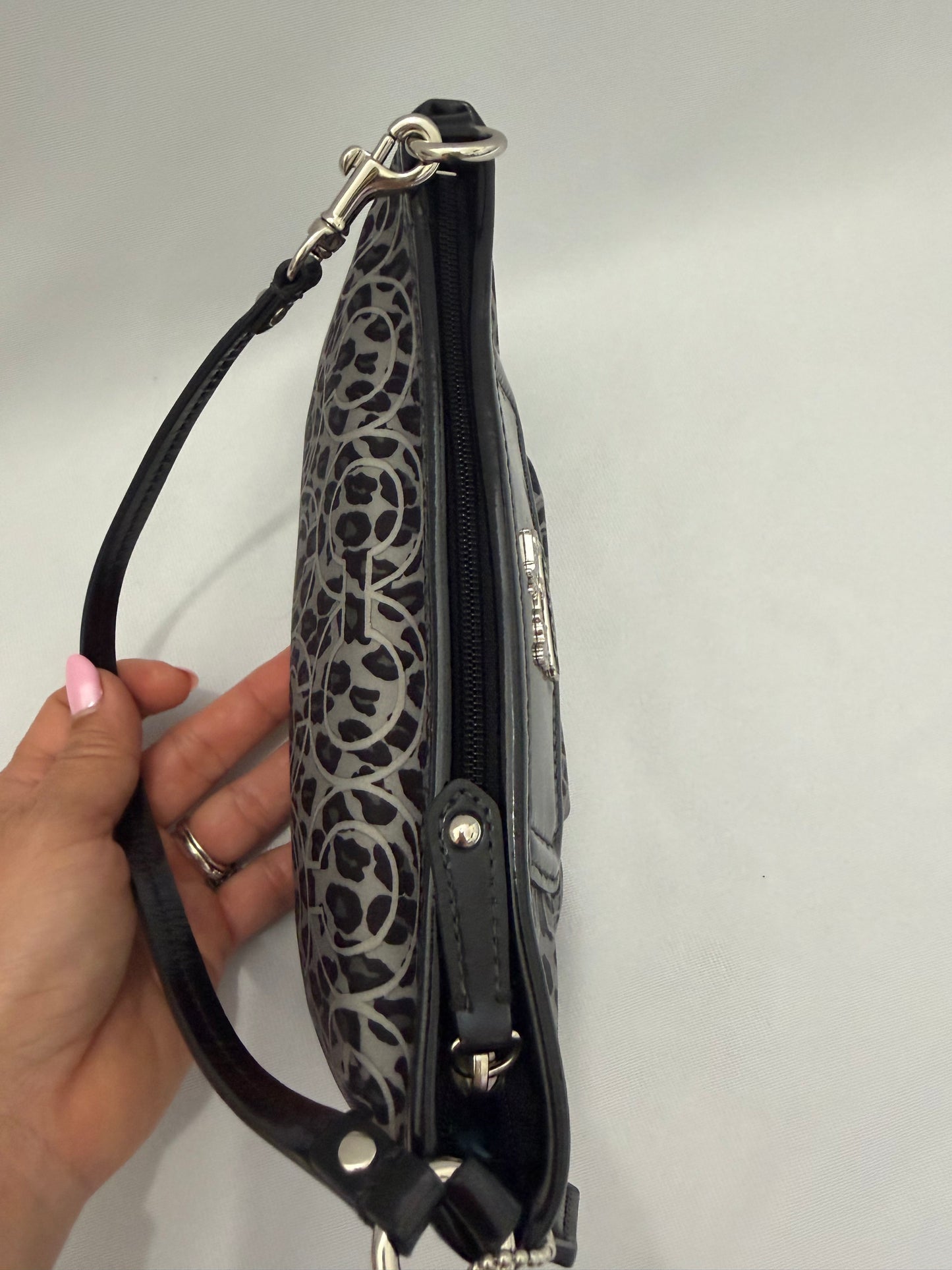 Coach Black/Grey Leopard-Print shoulder bag