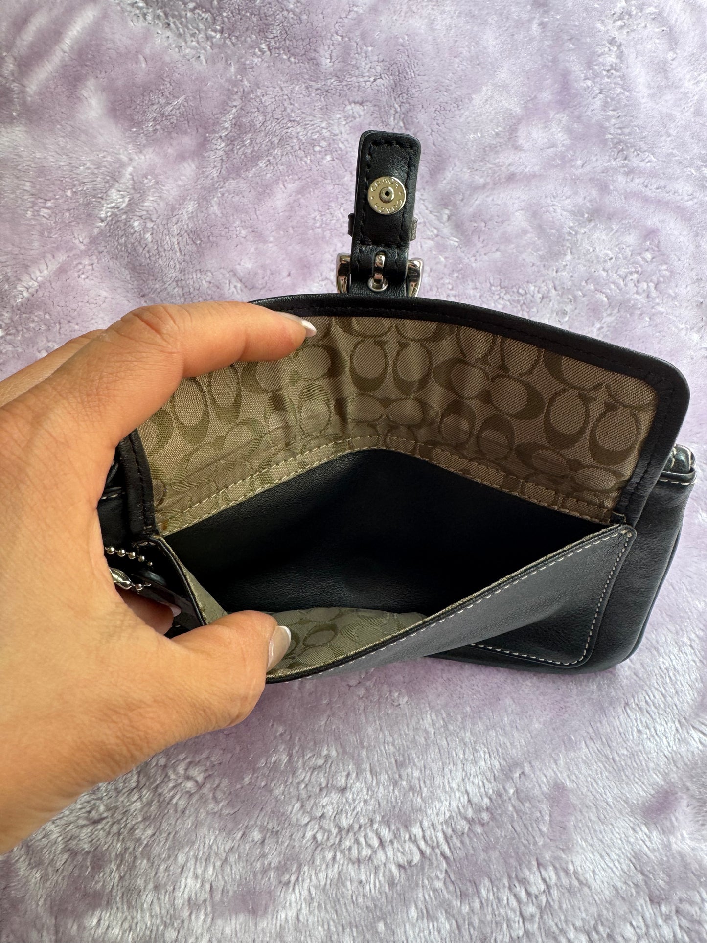 Coach Wristlet Black Leather