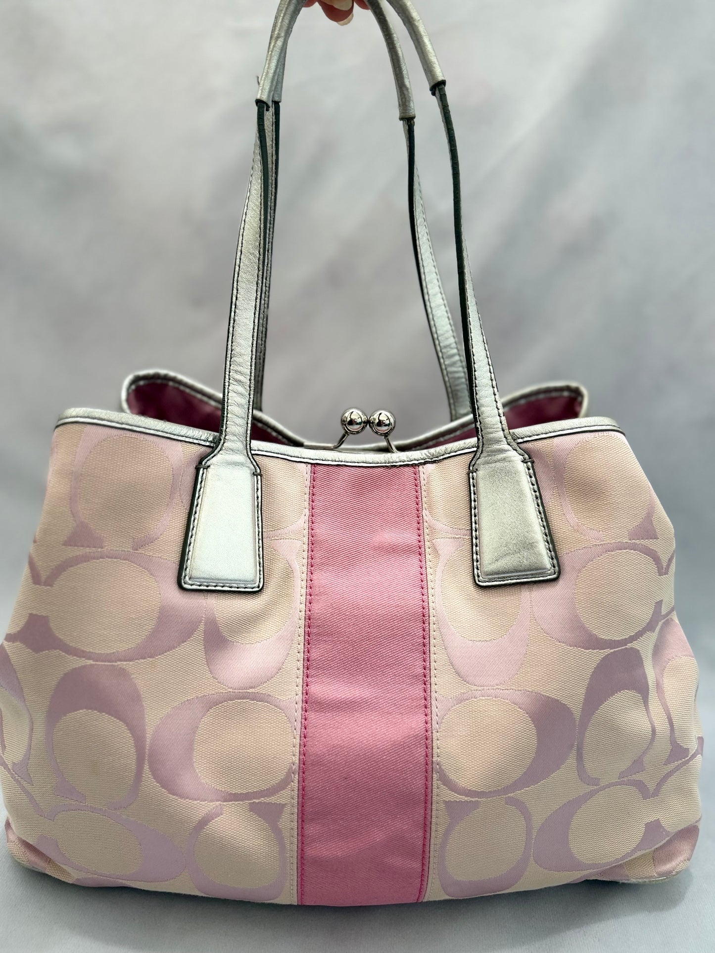 Coach Stripe Frame Kisslock Carryall