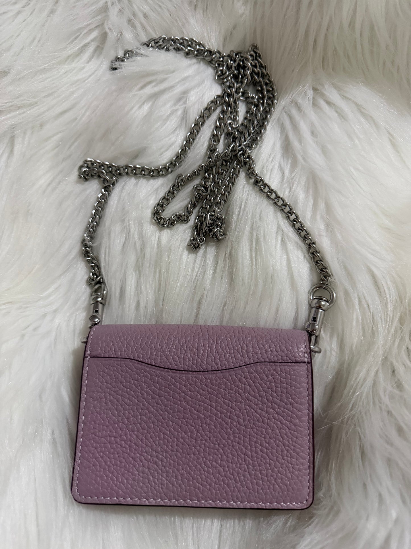 Coach Essential Half Flap Card Case with a chain strap