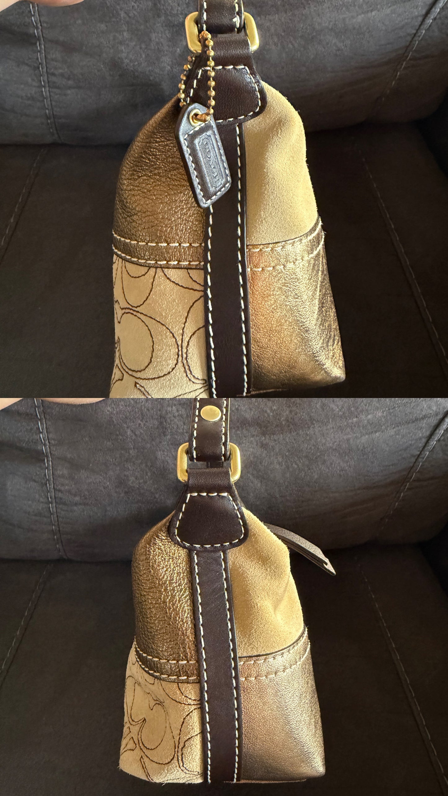 Coach gold and brown patchwork