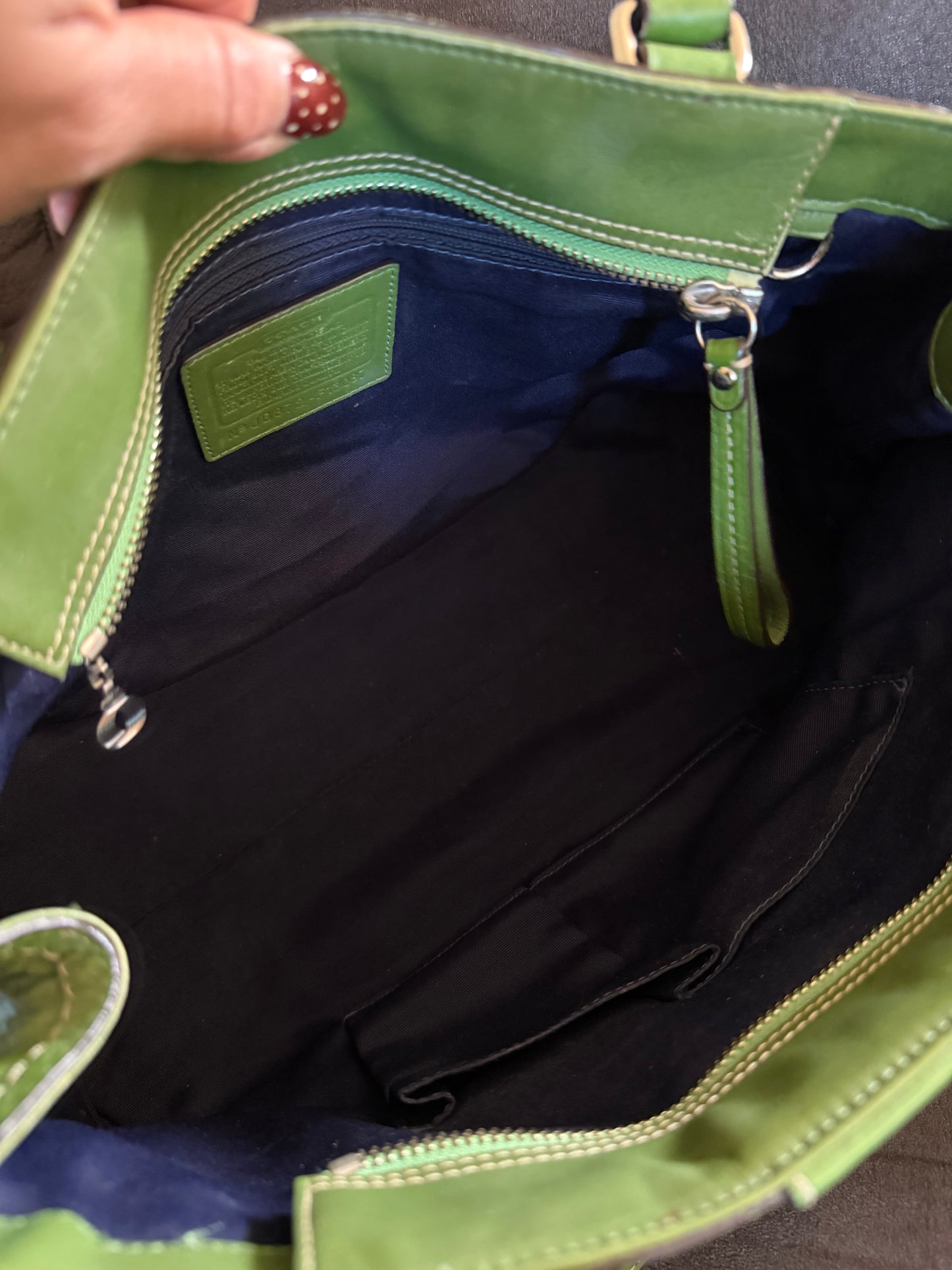 Coach Hampton Tote green pebble leather