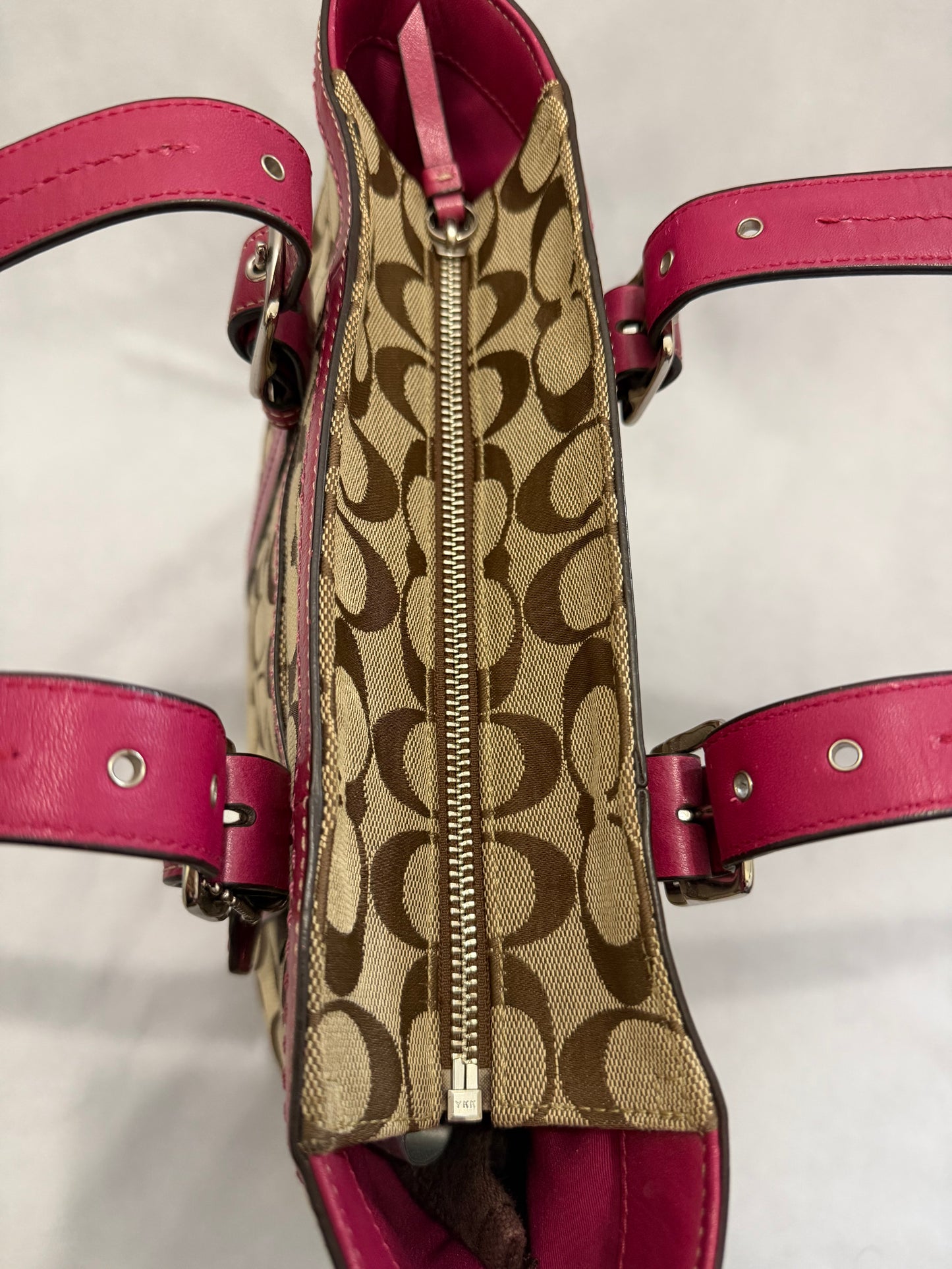 Coach Tote Beige/Fucsia