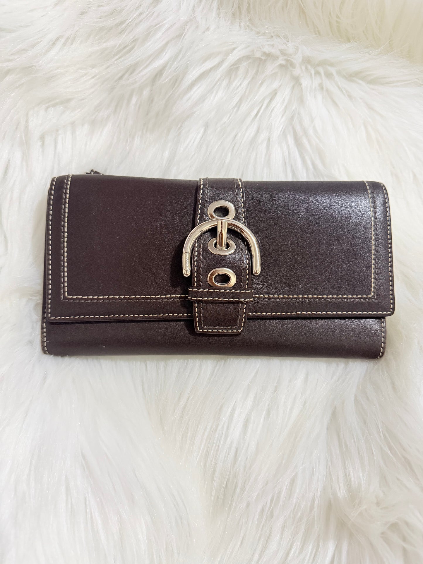 Coach Soho Buckle trifold leather wallet Brown