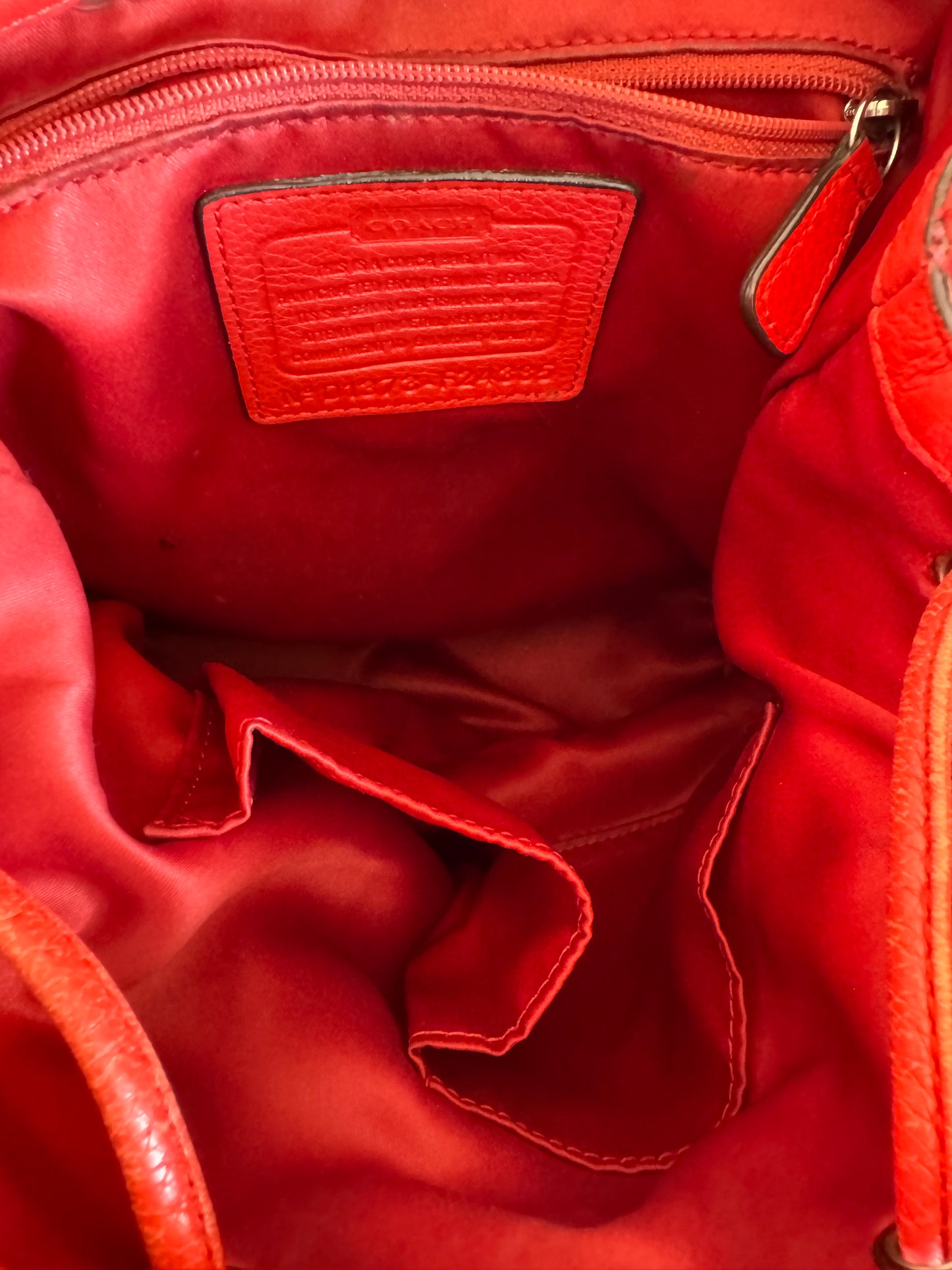 Coach Park Pebbled Red Leather Backpack