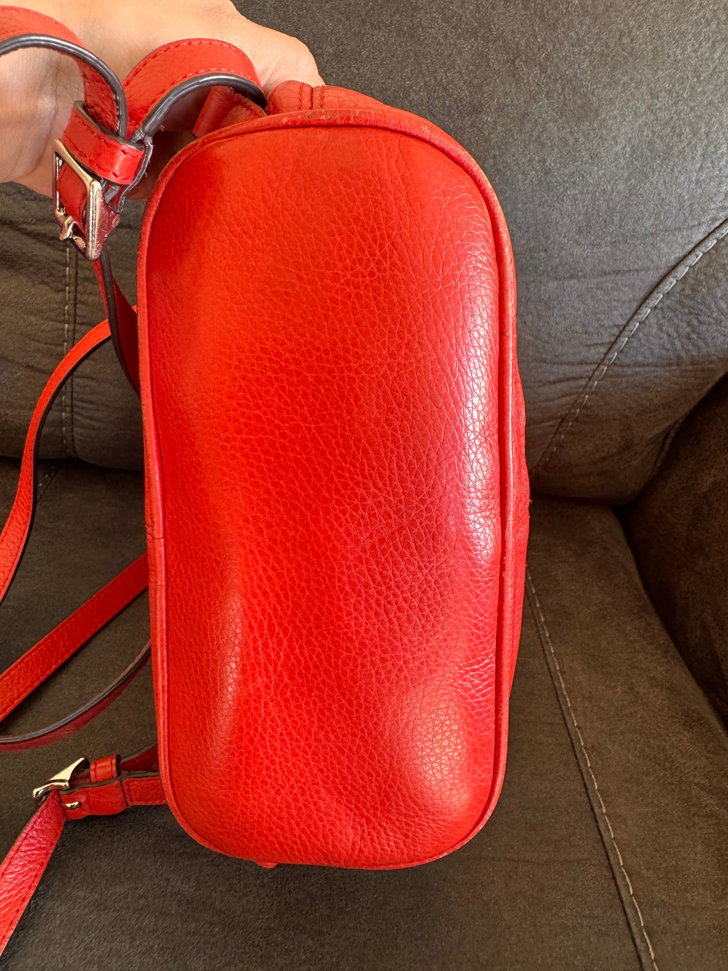 Coach Park Pebbled Red Leather Backpack