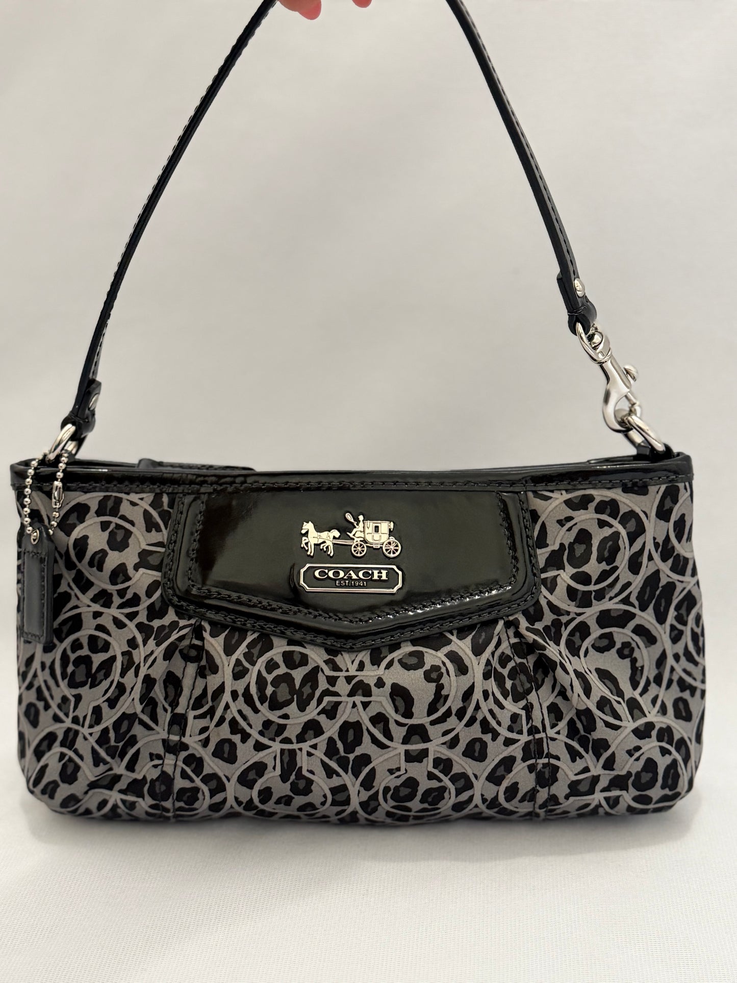 Coach Black/Grey Leopard-Print shoulder bag