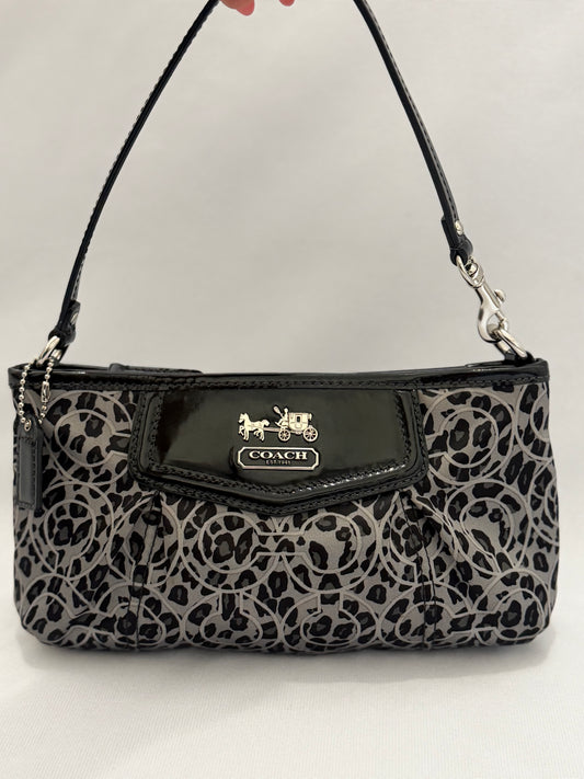 Coach Black/Grey Leopard-Print shoulder bag