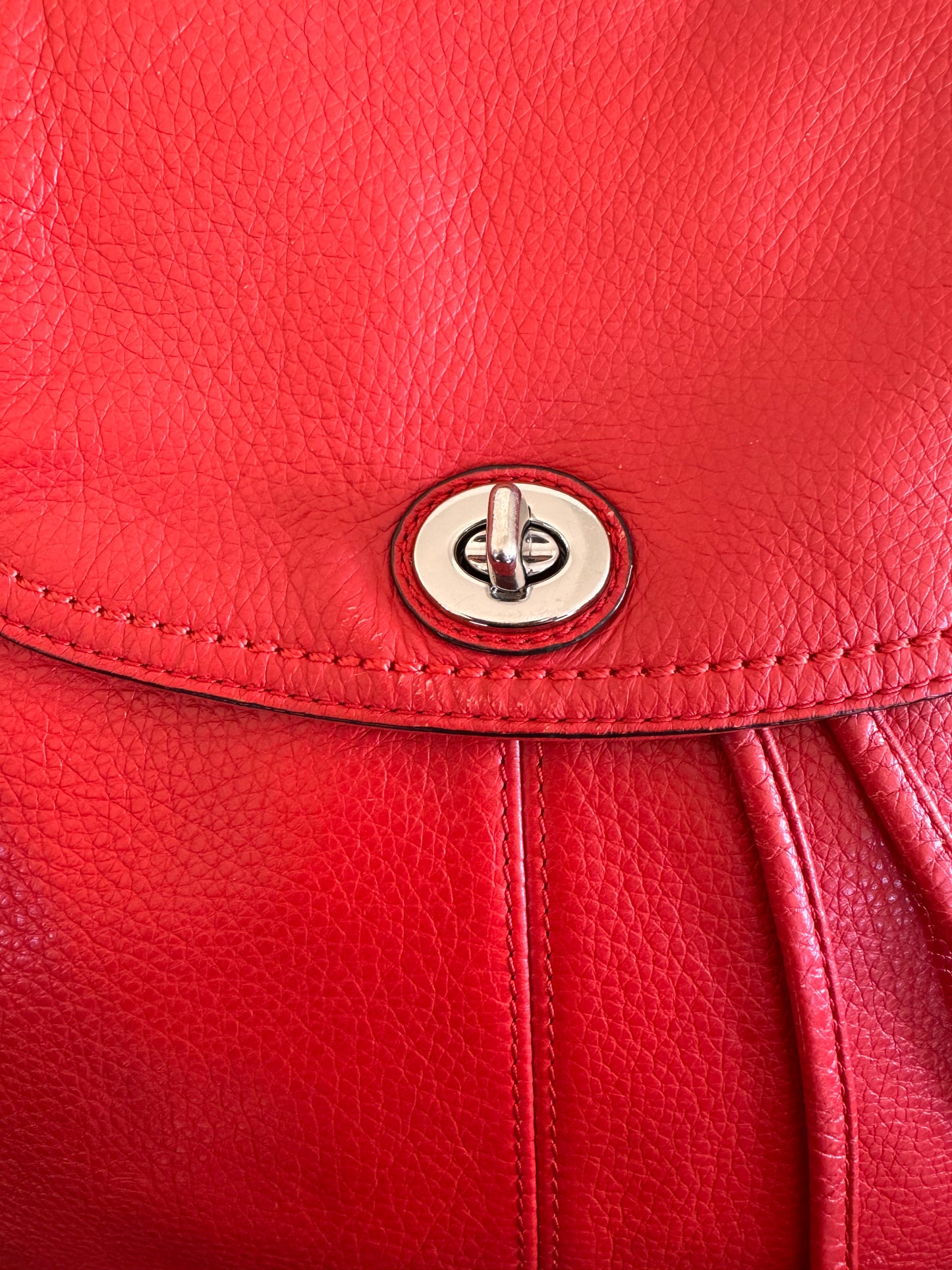 Coach Park Pebbled Red Leather Backpack