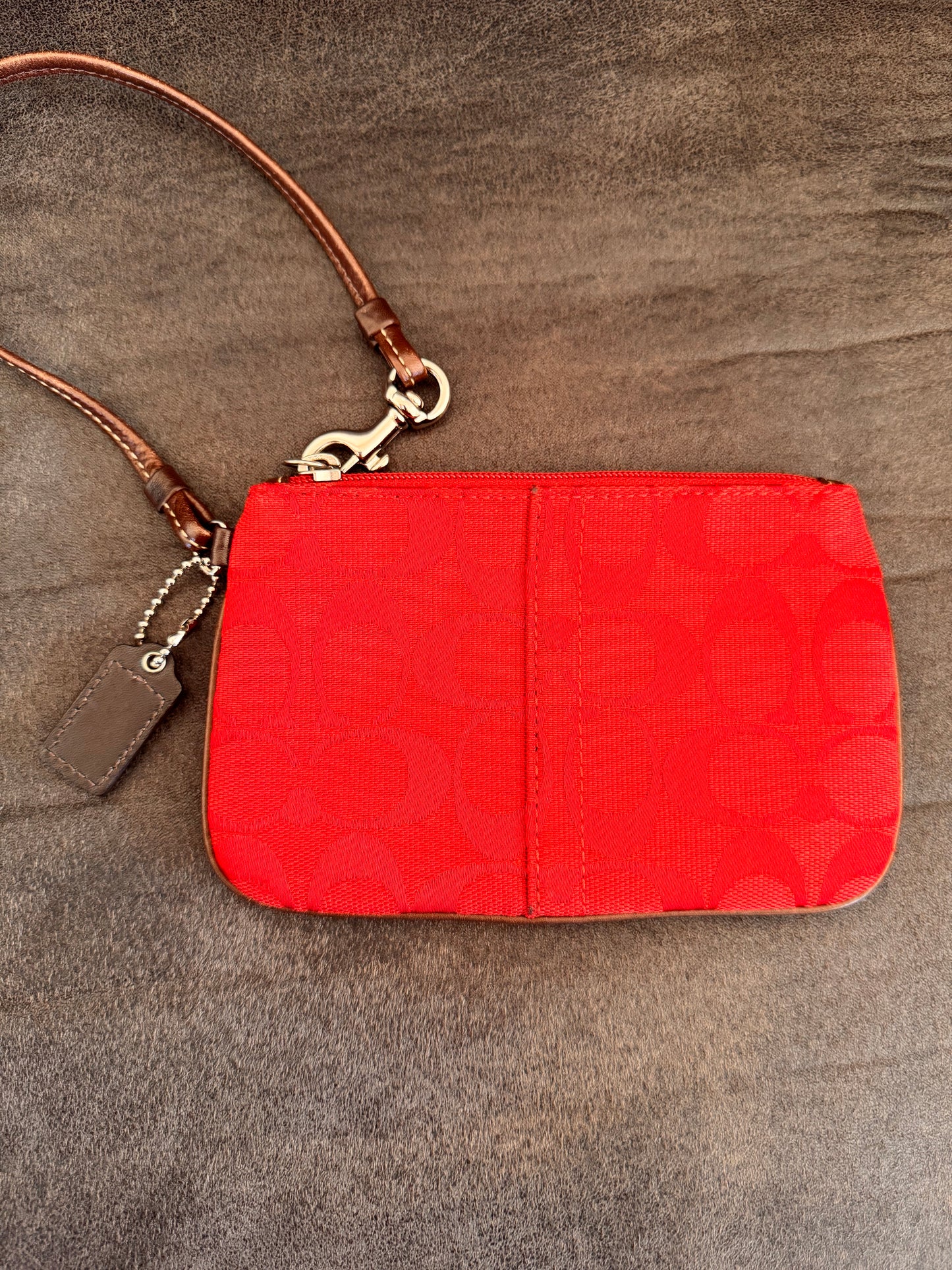 Coach Red Signature Canvas Wristlet