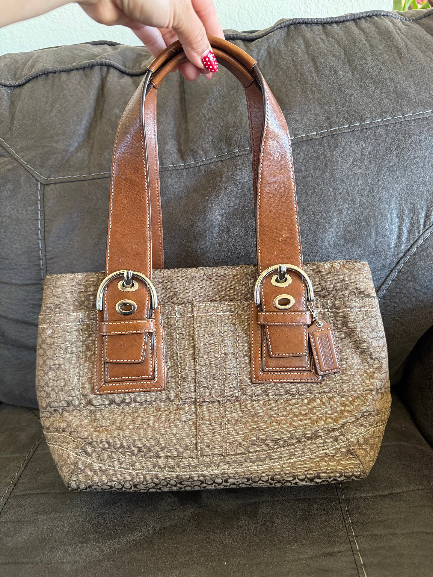 Coach Soho Signature Tote Brown/Beige