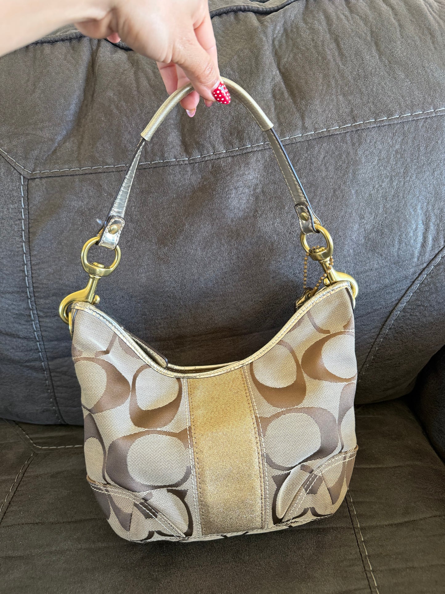 Coach Hobo Small Beige/dorada