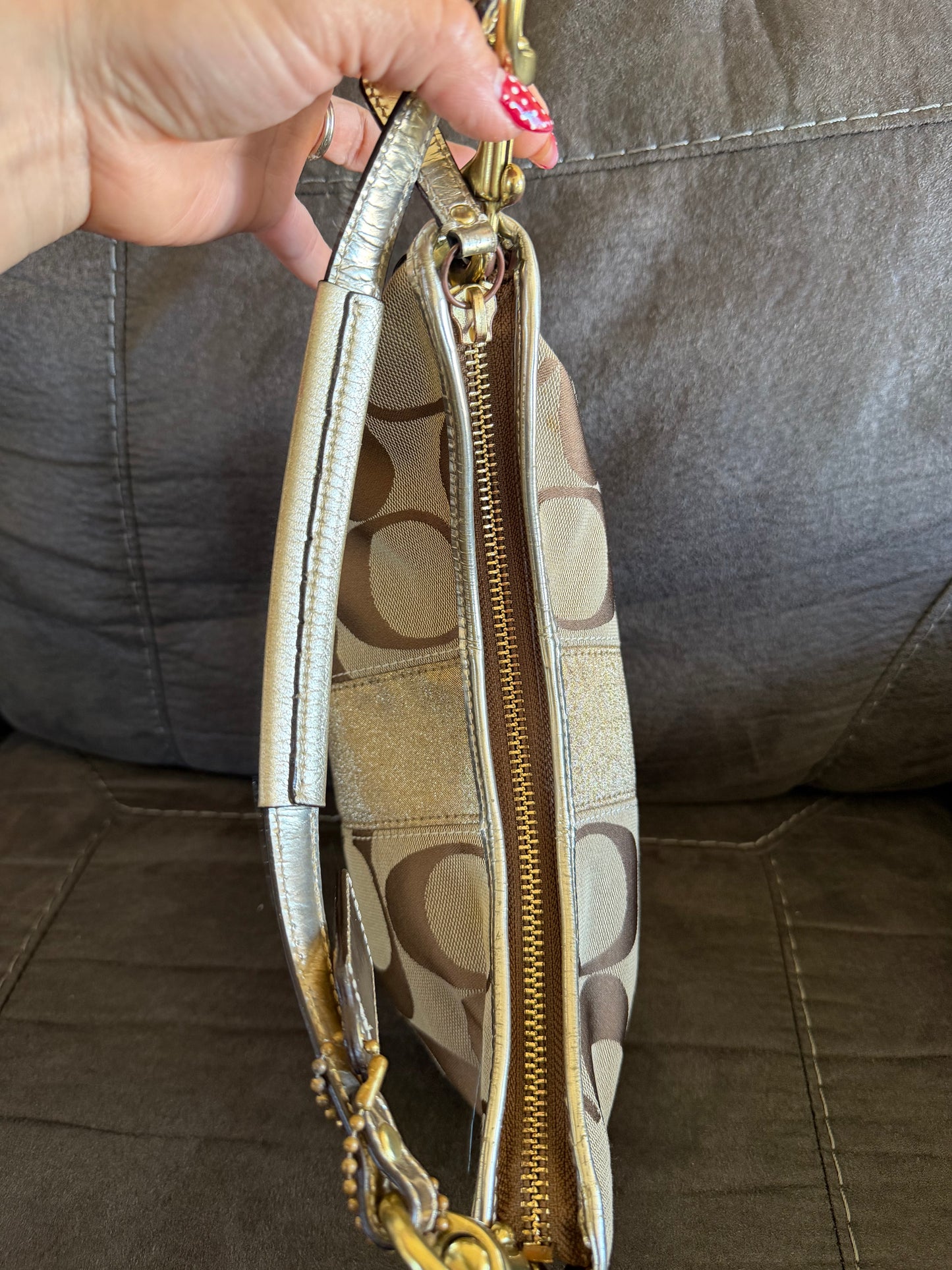 Coach Hobo Small Beige/dorada